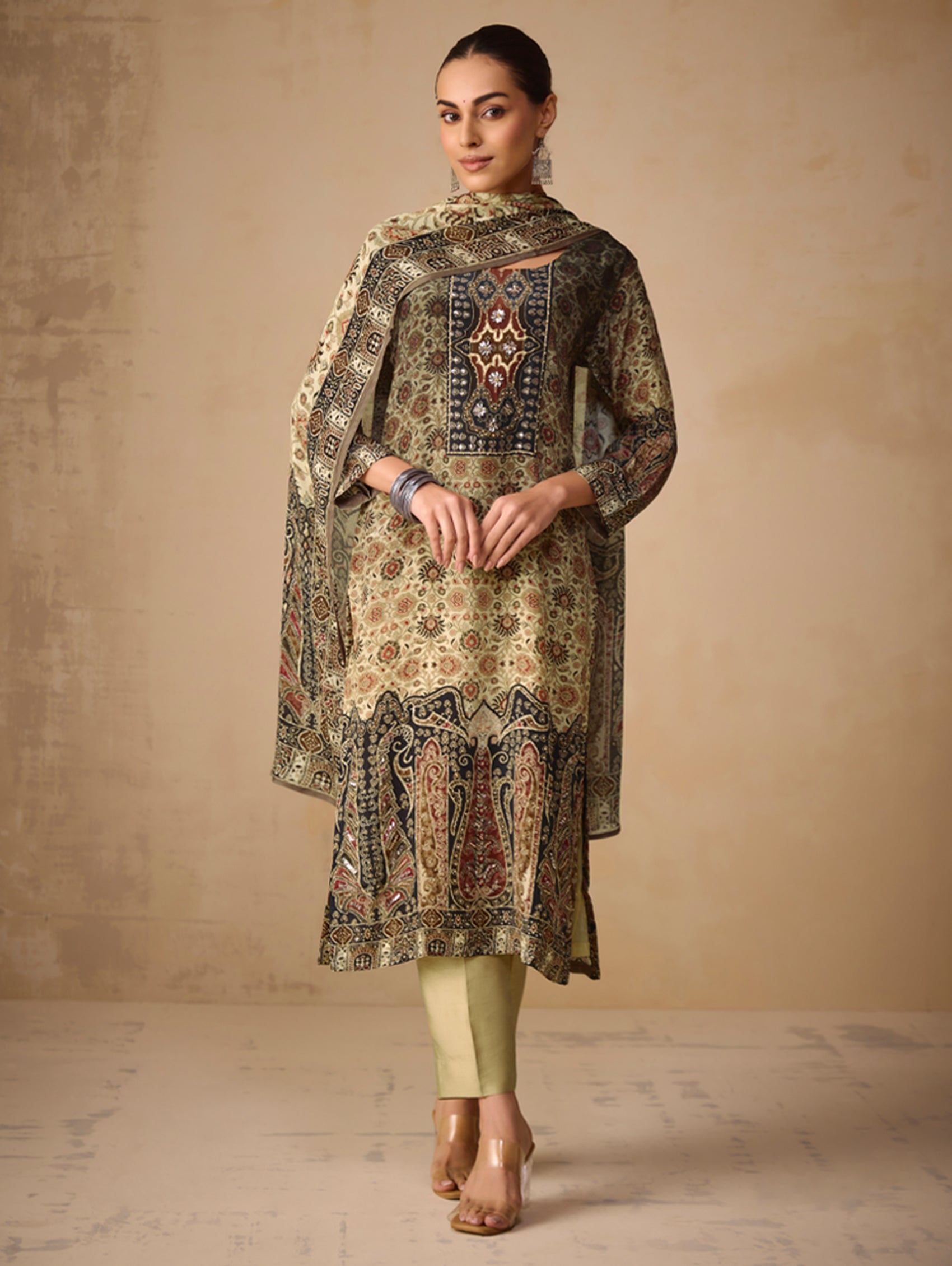 Shop Digitally Printed Pure Natural Crepe Suit Set 4375 Online