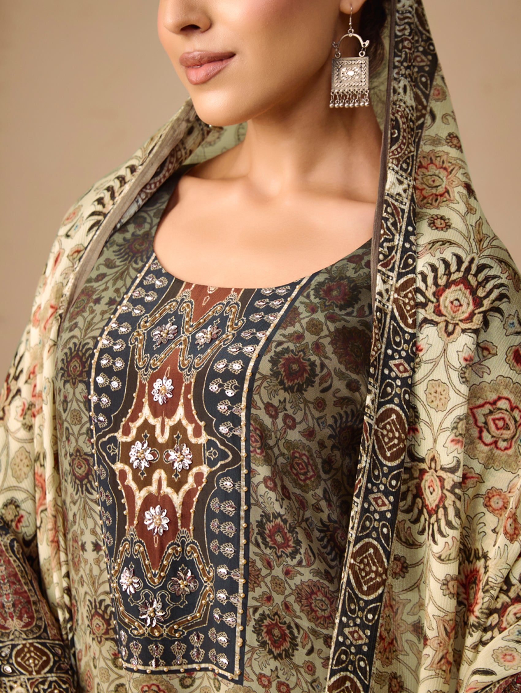 Shop Digitally Printed Pure Natural Crepe Suit Set 4375 Online