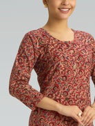 side silhouette of Kalamkari print straight cotton kurta