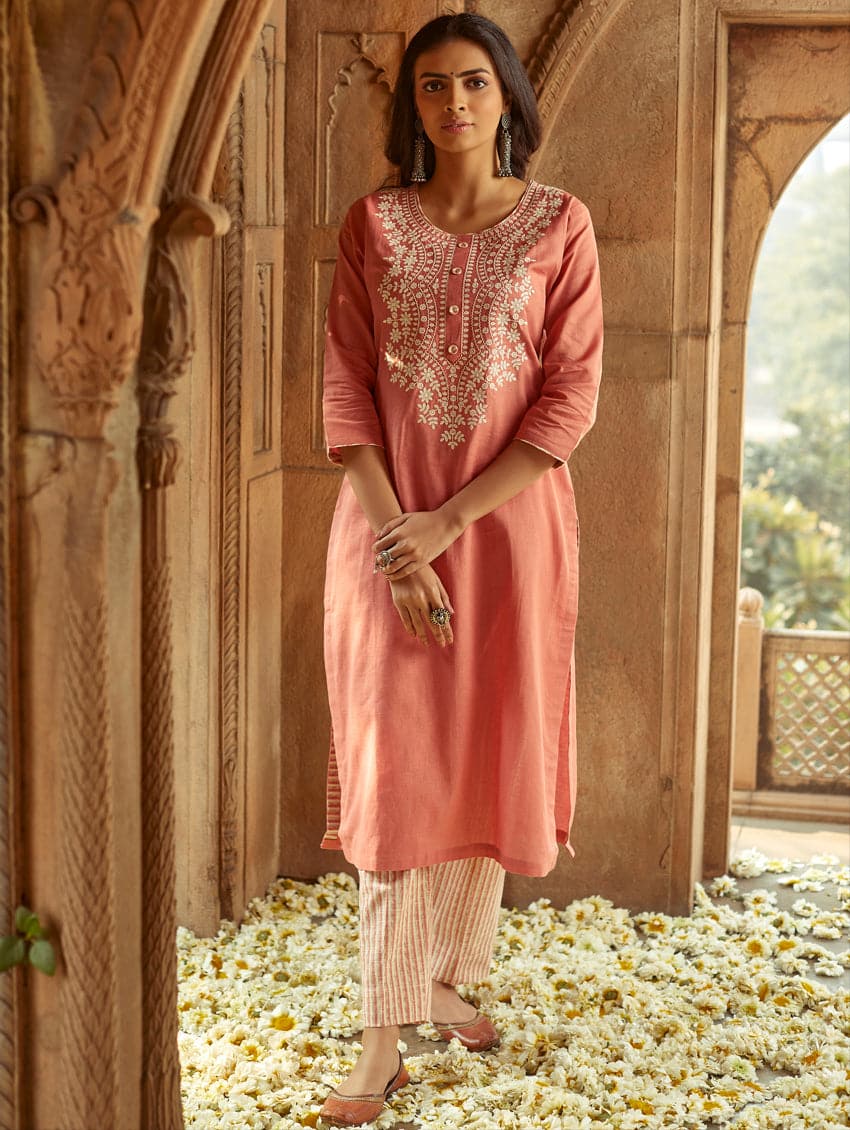 Buy Pink Kurta Suit Sets for Women by Jaipur Kurti Online | Ajio.com