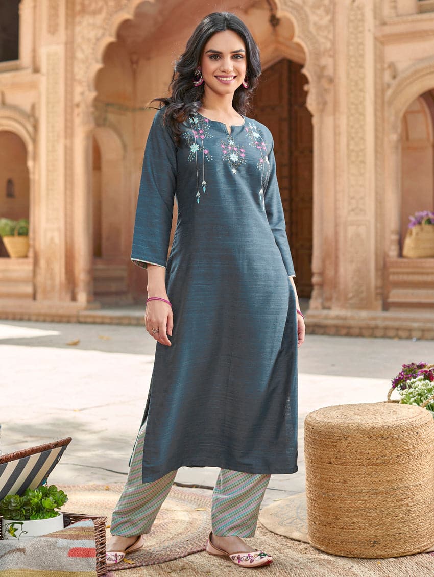Buy Styliesh New Solid Printed Kurta With Pant Set_L Online at Best Prices  in India - JioMart.